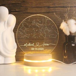 Carte des étoiles personnalisée par date, veilleuse de carte des étoiles, carte de la constellation personnalisée, cadeau de fiançailles, cadeau carte du ciel, cadeau pour couple, cadeau pour lui