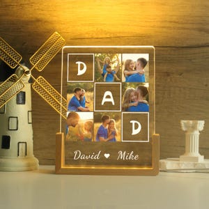 Personalized Photo Night Light,Custom Photo Collage LED Light,Photo Lamp, Photo Collage Gift,Father&#39;s Day Gift from daughter