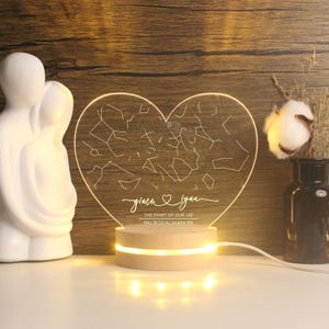 Mapa estelar personalizado por fecha, luz nocturna con mapa estelar, mapa de constelaciones personalizado, regalo de compromiso, regalo de mapa estelar, regalo para parejas, regalo para él