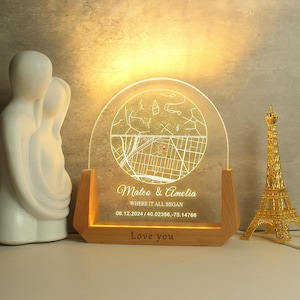 Carte des étoiles personnalisée, veilleuse de carte des étoiles, ciel étoilé le jour de notre rencontre, carte des étoiles personnalisée, carte au trait personnalisée, cadeau d'anniversaire