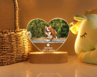 Pet Memorial,Custom Acrylic Heart Night Light,Personalized Bedroom LED Decor Sign,Light up Sign,Gift for Pets,Dog Loss Gift