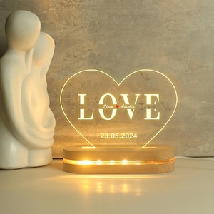 Personalized Name Night Light, LED Heart-Shaped Couple Name Light, Gift For Boyfriend And Girlfriend, Customized Wedding Night Light