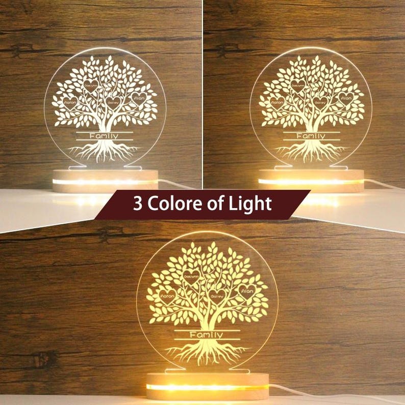Personalized Family Tree LED Lamp: Custom Name Night Light - Etsy Australia