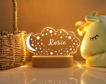 Personalized Night Light with Moon & Stars,Custom Name Night Light Gift,  Baby Gift,Personalized Gift for Kids,Kids Room Decor,Bedside Light