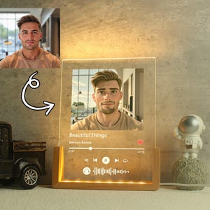 Personalized Photo Custom, Pixar Style, Song Board Night Light, Birthday Gifts, Gifts For Man, Valentine's Day Gifts, Bedroom Lights