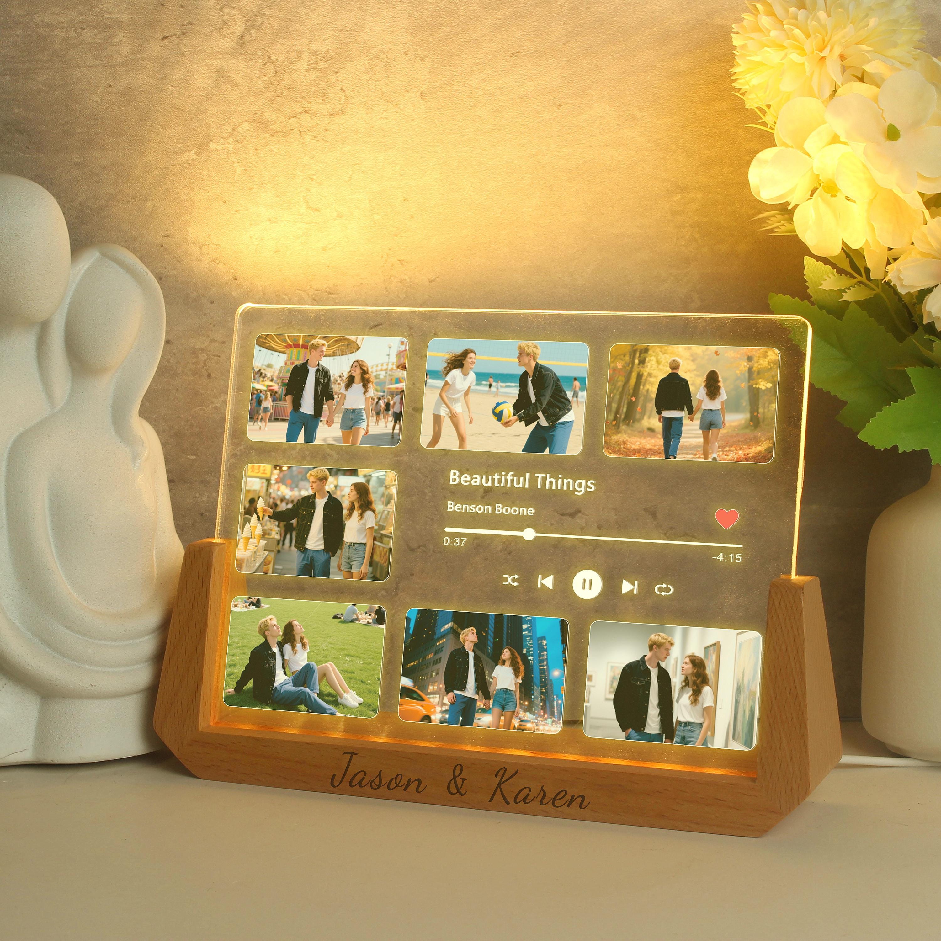 Personalized Couple Custom Photo Name Night Light, Valentine's Day Gift, Anniversary Gift Lamp, Gift Lamp For Boyfriend And Girlfriend