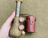 full title Dollond London Nautical Brass 6 quot approx. Engraved Pocket Telescope with Leather Vintage Christmas Gift