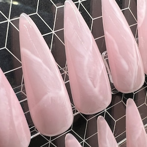 Rose Quartz Gel Press On Nails - Square, Squoval, Coffin, Stiletto, Almond, Round