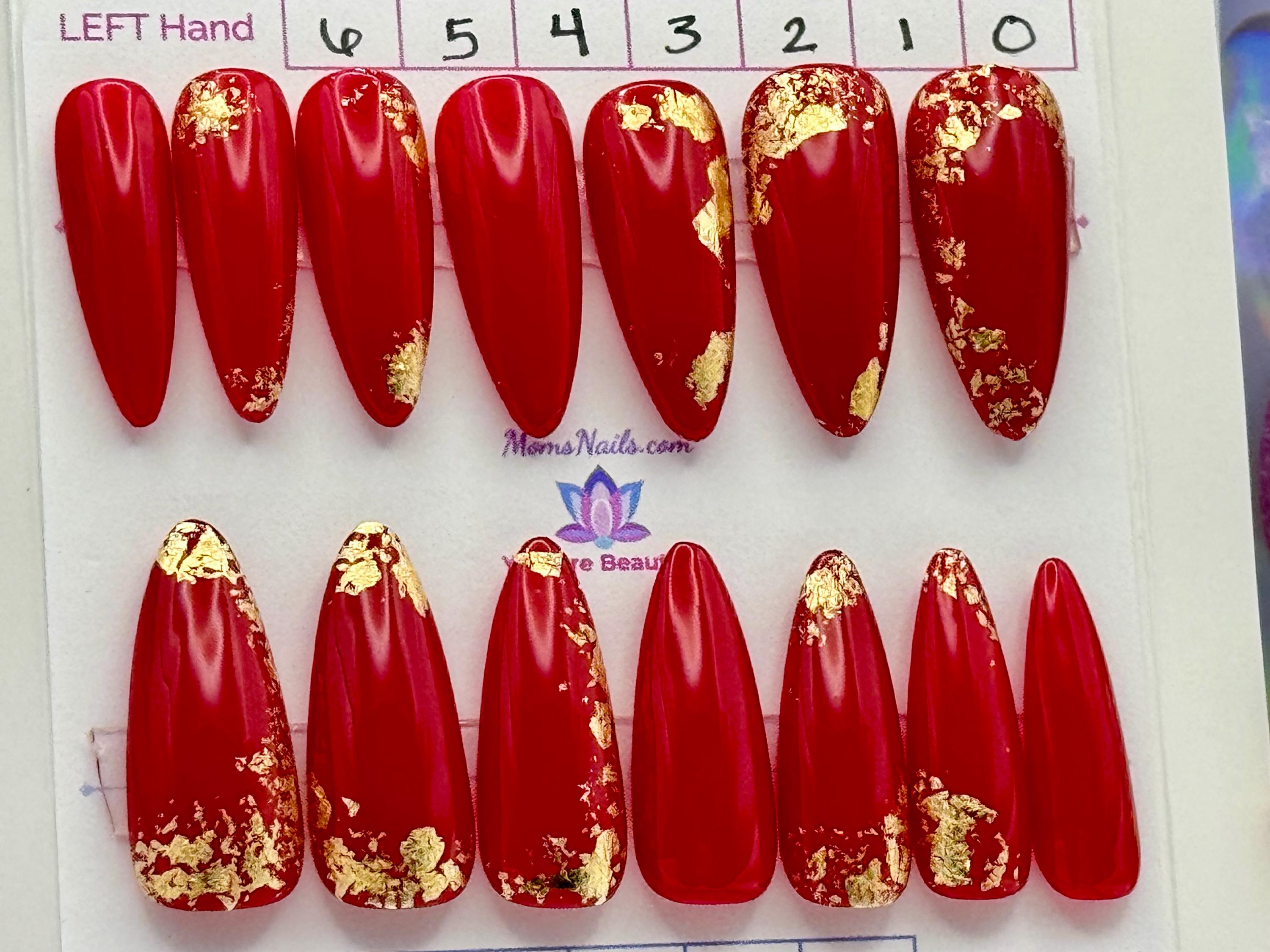Red Foil Nails - Etsy