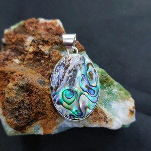 Natural Abalone Shell Pendent : Silver Plated Pendant