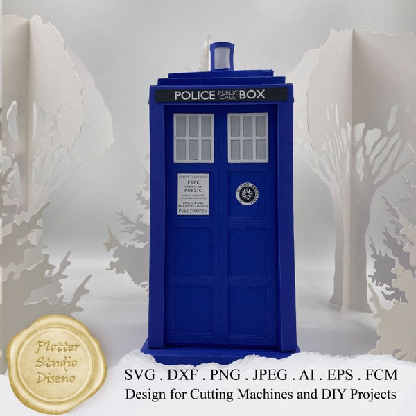Tardis Laterne SVG, Doctor Who Laterne SVG, allgemeine Polizei Call Box 3D Vorlage SVG