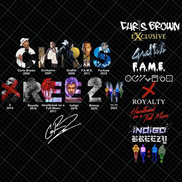 Vintage 2 Sided Chris Breezy Full Albums Png, Chris Brown 2024 Concert Png, Chris Brown 11:11 Tour 2024 Png, Digital Download