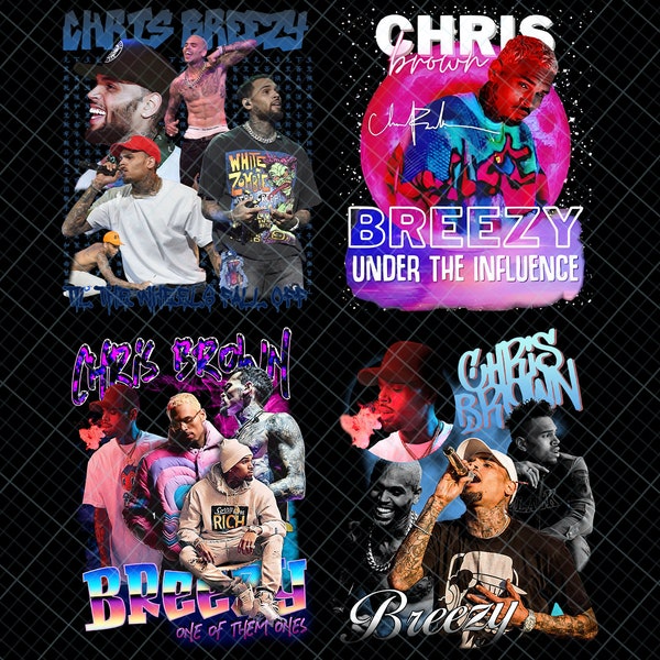 Combo 4 File Chris Brown Png, Vintage Chris Brown Png, Breezy Chris Brown Png, T-Shirt Design, Chris Brown Homage 90s Graphic Digital Png
