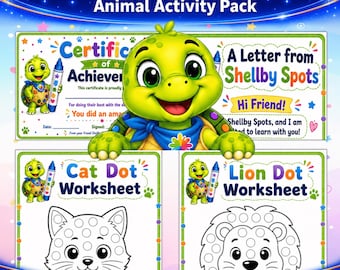 50 Animal Dot Marker Worksheets, Preschool Fine Motor Activity Pages (PDF Download)