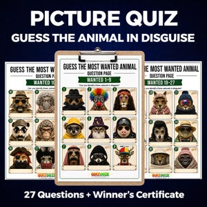 Indovina l'animale travestito: quiz con immagini, divertente gioco per feste (download digitale) immagine 1