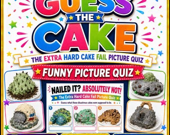 Guess The Cake Printable Picture Quiz, Funny Cake Game, Birthday Party Quiz, Family Game Night, Classroom Activity, Digital Download