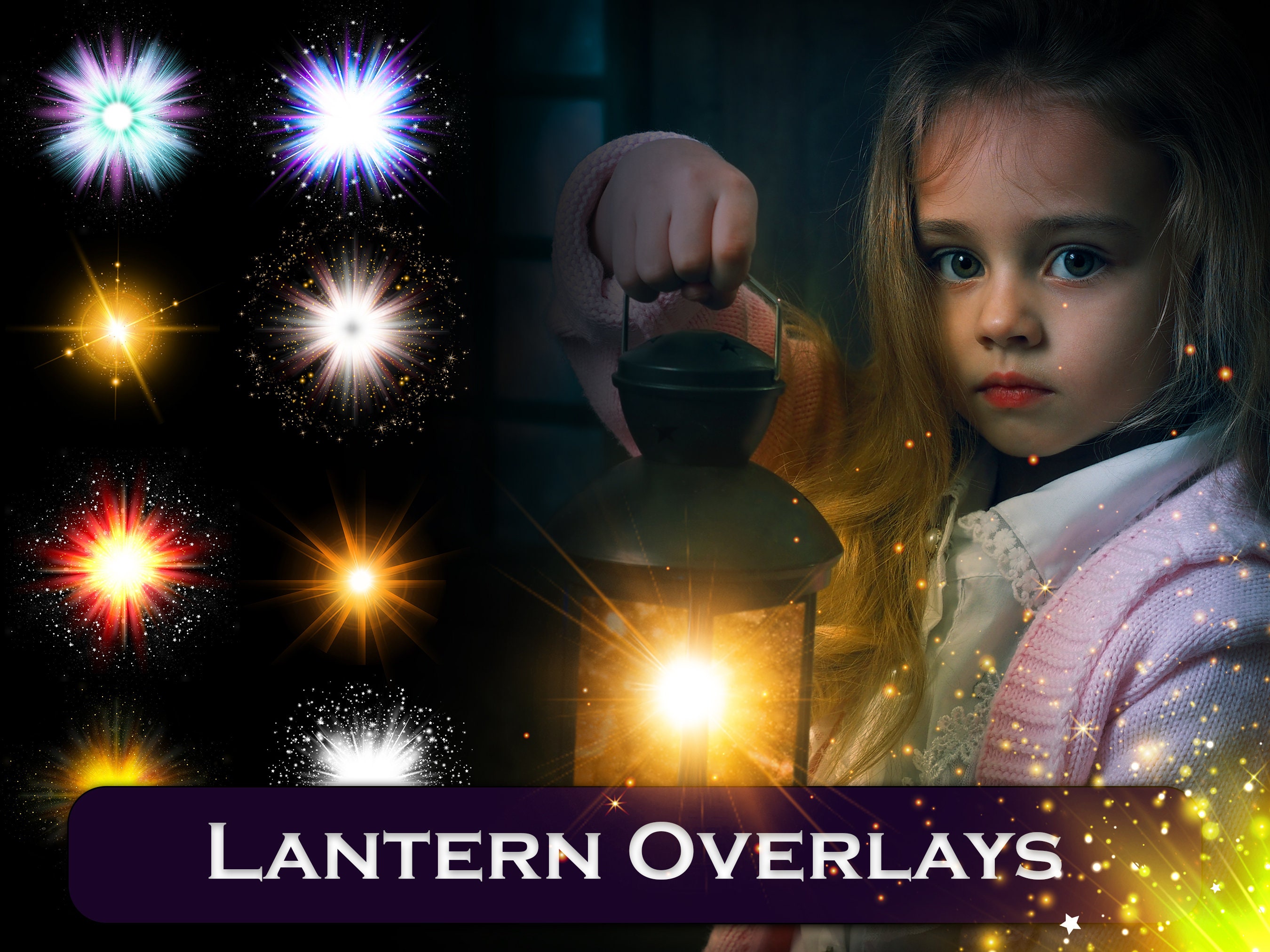 45 Lantern Light Overlays, Christmas Overlays Magic Light