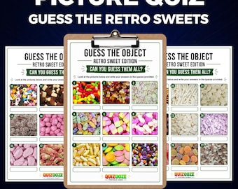 Retro Sweet Picture Quiz, gioco Indovina l'oggetto, 27 domande (download digitale)