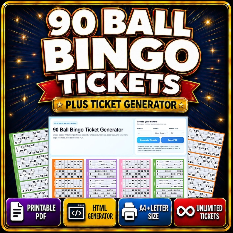 90 ball bingo tickets and generator