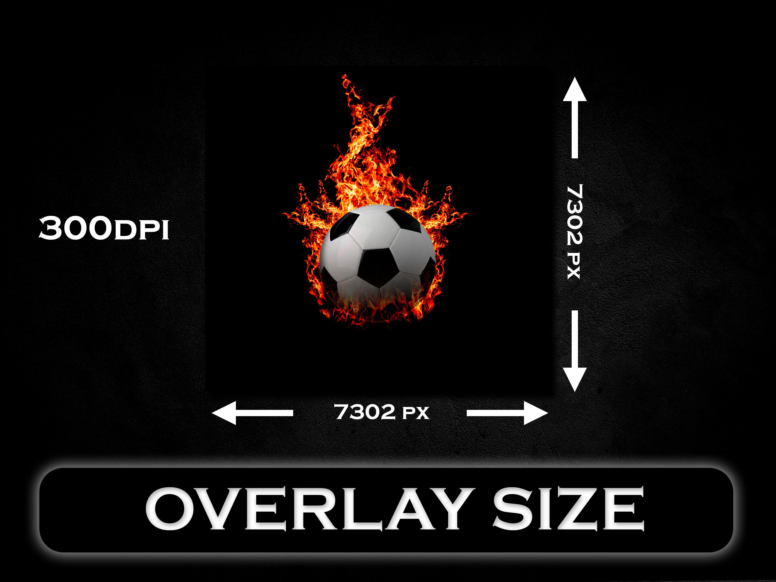 5 Soccer Balls on Fire Overlays, Soccer Ball on Fire, Fire Soccer Ball