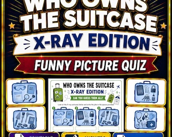 Who Owns The Suitcase X-Ray Quiz Printable, Funny Picture Quiz, Airport Xray Game, Family Party Game, Kids Quiz, Classroom Activity
