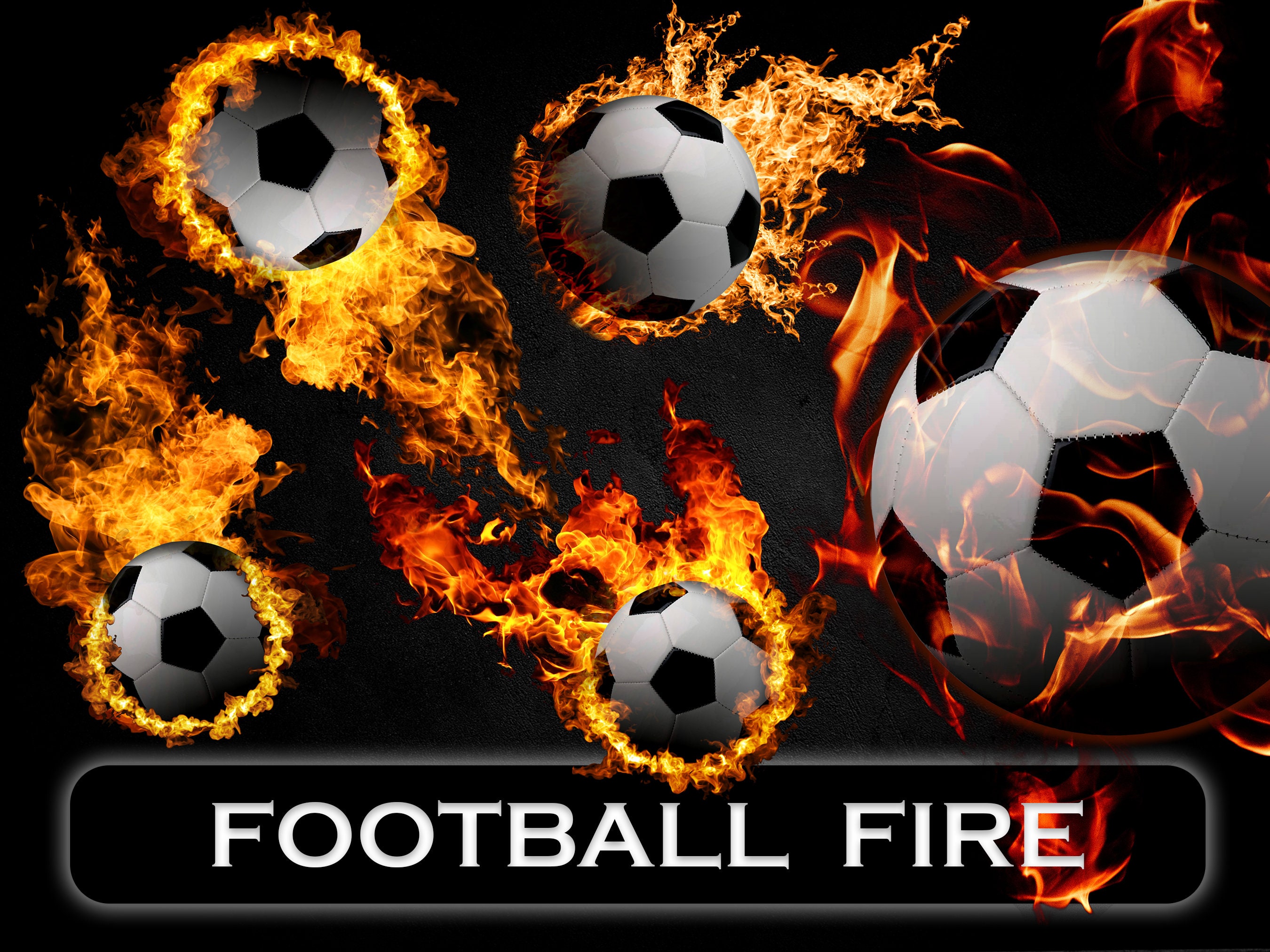 5 Soccer Balls on Fire Overlays, Soccer Ball on Fire, Fire Soccer Ball
