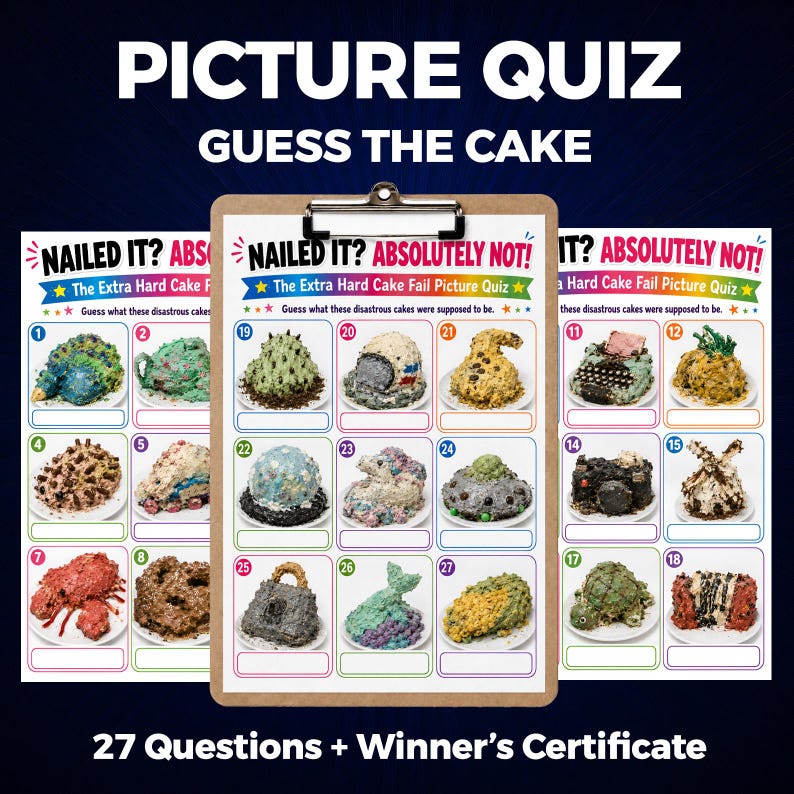 Guess The Cake Picture Quiz, Funny Party Game, Birthday Activity (Digital Download) image 1