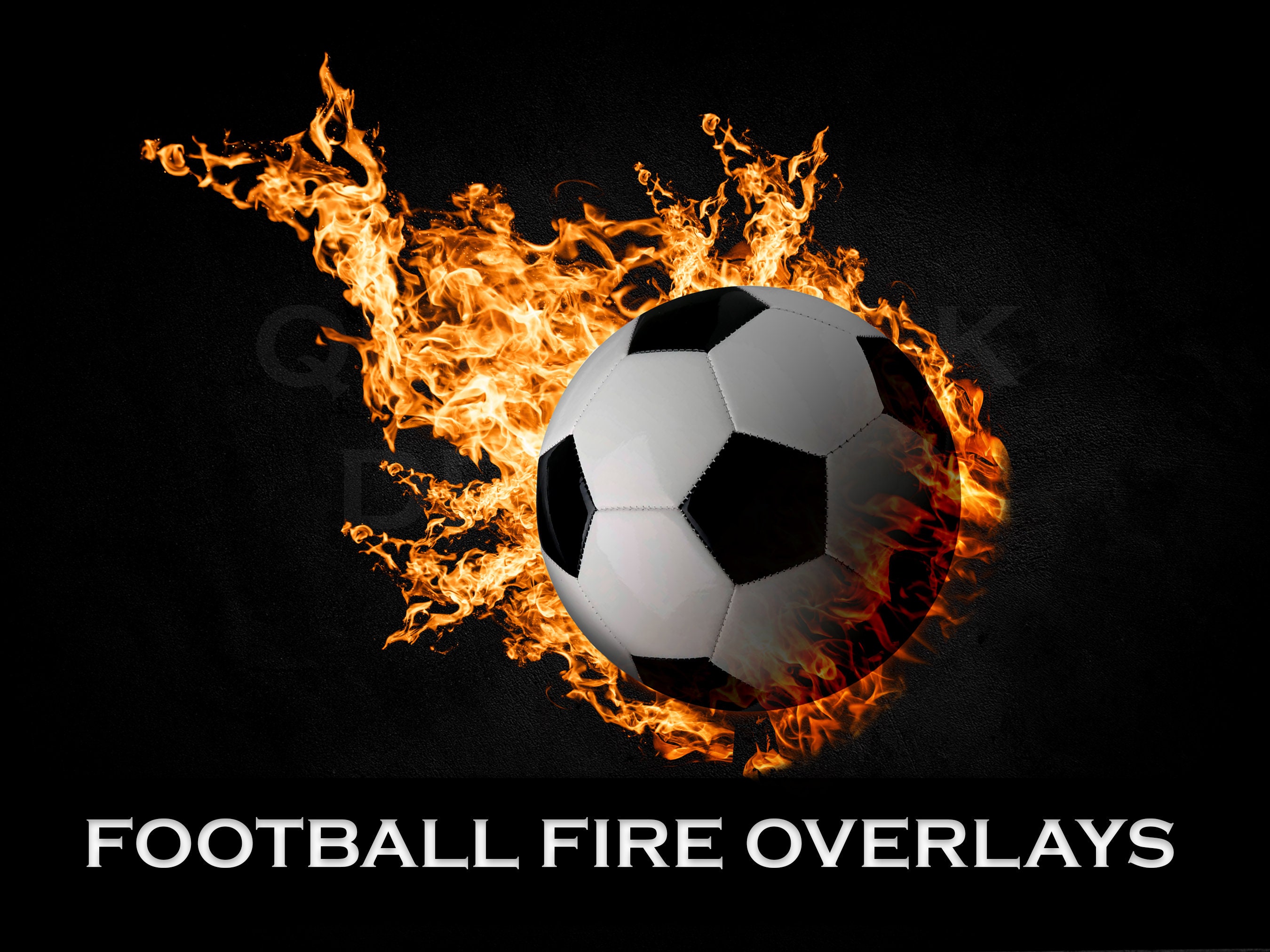 5 Soccer Balls on Fire Overlays, Soccer Ball on Fire, Fire Soccer Ball