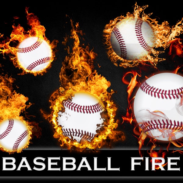 5 Baseball Fire Photoshop Overlays, Fire, Photoshop Overlays, Sport Overlays, Realistic Fire, JPG Format, 300dpi, Instant Download