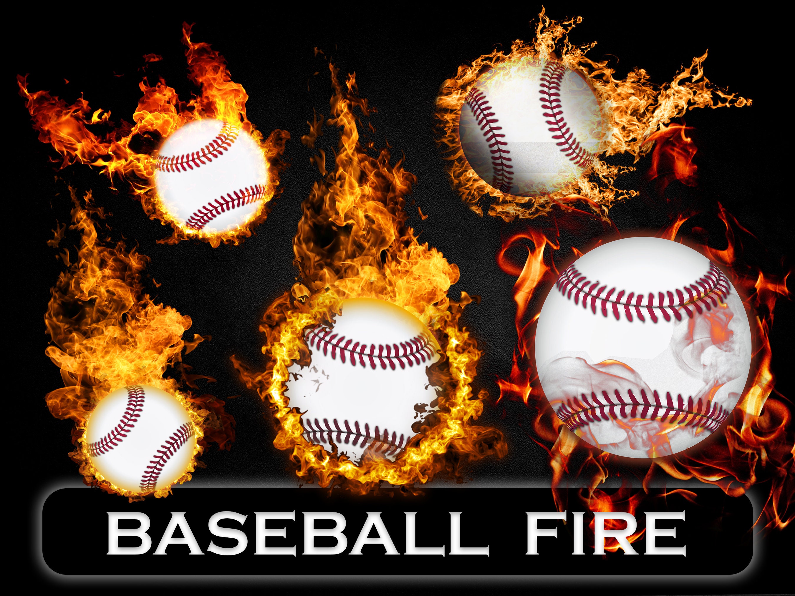 5 Baseball Fire Overlays Fire Overlays Etsy