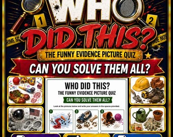 Who Did This? Printable Picture Quiz, Funny Mystery Party Game, Family Quiz Night, Kids Party Activity, Classroom Game