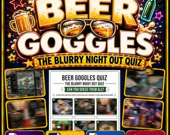 Printable Beer Goggles Quiz With Answers | Blurry Night Out Picture Game | Adult Party Trivia | Bonus Watch-Along Included