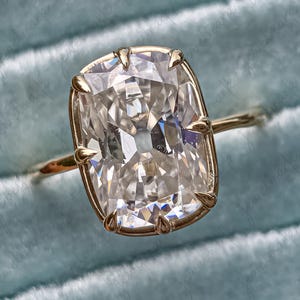 Old Mine 5 CT Elongated Cushion Cut Moissanite Ring Bezel Set Engagement Ring 14K Gold Wedding Ring Antique Promise Vintage Ring For Her