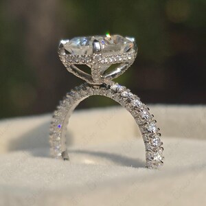 Hidden Halo Radiant Cut Solitaire Engagement Ring 18K gold Ring Moissanite Engagement Ring Pave Setting Ring For Her Bridal Gift For Women