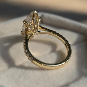 4 CT Marquise Cut Moissanite Engagement Ring, 14K Solid Gold, 6 Prong With Hidden Halo Ring, Elongated Marquise, Promise Ring, Wedding Rings