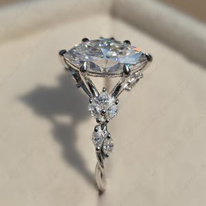 Floral Marquise Cut Moissanite Engagement Ring Vintage 14K Gold Moissanite Diamond Wedding Ring Nature Inspire Ring Anniversary Ring For Her