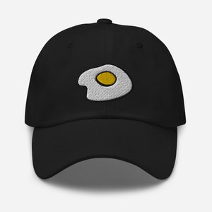 Fried Egg Dad Hat, Embroidered Hat, Cooking Handmade Dad Cap, Breakfast Unisex Adjustable Baseball Cap, Funny Embroidery Gift, More Colors