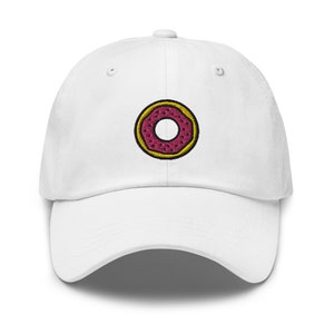 Pink Donut Dad Hat, Embroidered Doughnut Baseball Cap, Unisex Adjustable Unstructured 6 Panel Multiple Colors, Funny Gift for Donut Lovers