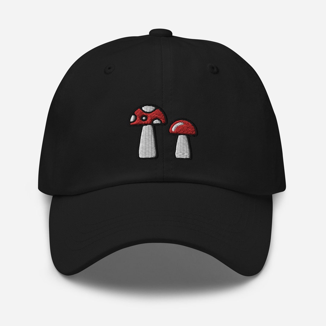 Mushroom Embroidered Dad Hat - Vintage Adjustable Cotton Cap For Adults