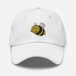 Cute Bumblebee Dad Hat, Bee Embroidered Hat Handmade Adjustable 6 Panel Unisex Baseball Cap Multiple Colors, Kawaii Bee Lover Gift for Her