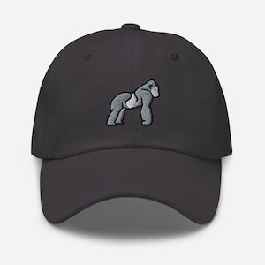 Gorilla Dad Hat, Embroidered Monkey Baseball Cap, Unisex Adjustable Unstructured 6 Panel Multiple Colors, Silverback Mountain Gorilla Gift