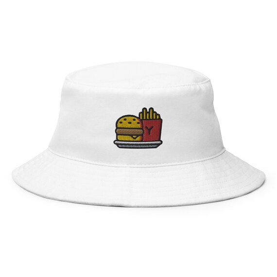 ハンチング・キャスケット [24FW] Winter Bucket Hat - Butter Cream Burger Fries Bucket Hat, Embroidered Bucket Hat, Junk Fast