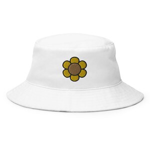 Sonnenblume Fischerhut, bestickter Fischerhut, Blumensommermütze, süßes Blumengeschenk für sie, ästhetischer Unisex-Erwachsener Sonnenhut in mehreren Farben