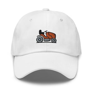 Orange Lawn Mower Dad Hat, Embroidered Grass Cutter Baseball Cap Unisex Adjustable Unstructured Multiple Colors, Birthday Gift for Gardener
