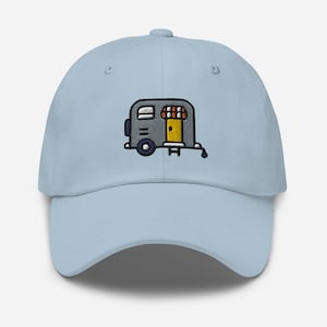 Camping Caravan Dad Hat, Embroidered Hat, Baseball Cap - Unisex Adjustable Unstructured 6 Panel in Multiple Colors, Camper Gift for Him