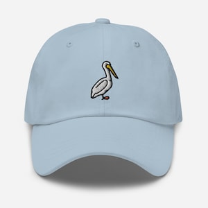 Pelican Bird Dad Hat, Embroidered Animal Baseball Cap, Unisex Adjustable Unstructured 6 Panel Dad Cap in Multiple Colors, Bird Lover Gift