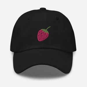 Strawberry Dad Hat, Embroidered Summer Baseball Cap, Fruit Hat Unisex Adjustable Unstructured 6 Panel Multiple Colors, Cute Strawberry Gift