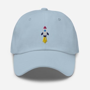 Space Rocket Dad Hat, Universe Embroidered Hat, Handmade Unisex Adjustable Baseball Cap in Multiple Colors, Perfect Gift for Astronomy Fans