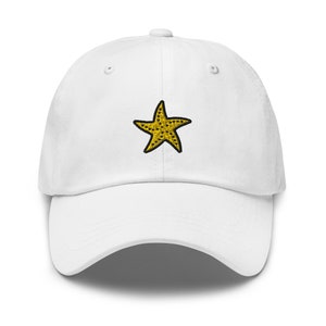 Starfish Dad Hat, Embroidered Ocean Animal Baseball Cap, Cute Yellow Star Fish Summer Hat Unisex 6 Panel Multiple Colors, Fun Beach Gift