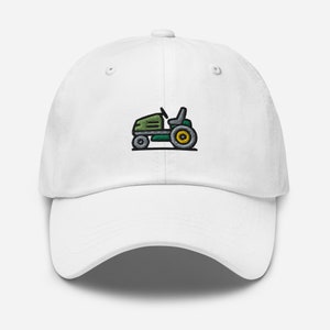 Lawn Mower Dad Hat, Embroidered Garden Baseball Cap, Grass Cutter Cap Unisex Adjustable Unstructured 6 Panel Multiple Colors, Gardener Gift